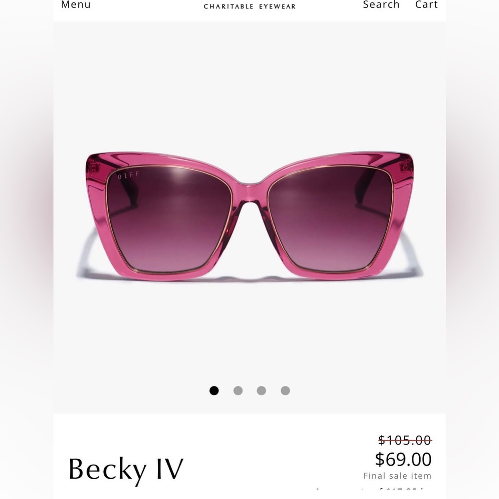 Pink Sunglasses DIFF Eyewear Brand New